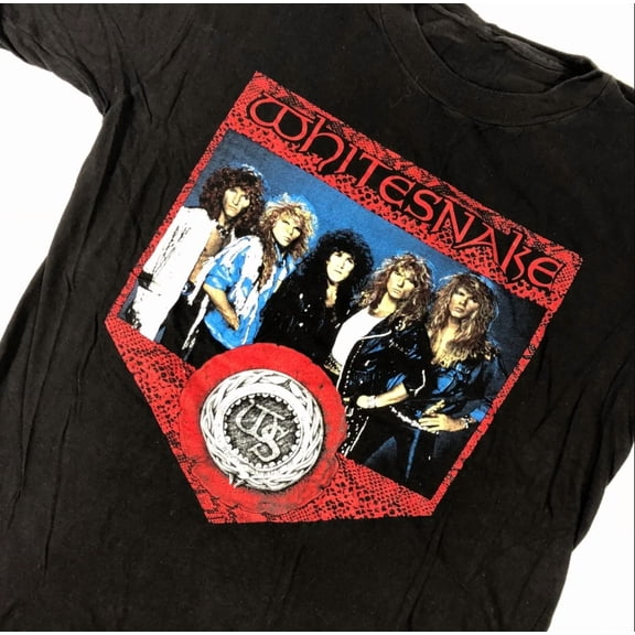 VINTAGE Whitesnake Concert Black Unisex Cotton T-shirt, size S-5XL