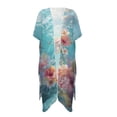 thumbnail image 2 of SCRAWLGOD Sea Turtle Floral Print Beach Cover Ups for Women Open Front Flowy Bathing Suit Cover Up Lightweight Quick Dry Swimsuit Coverup for Pool Party, 2 of 6