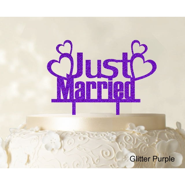 Couple Wedding Cake Topper Personalized Glitter Purple Cake Topper Color Option Available 5-7 Inches Wide
