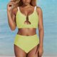 thumbnail image 2 of Conjunto de Bikini de Cintura Súper Alta para Mujeres con Cuello en V con Textura Ruched 2025 Traje de Baño de Playa de Verano, 2 of 7