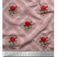 thumbnail image 1 of Soimoi Crepe Silk Fabric Check,Leaves & Rose Floral Fabric Prints by Yard 42 Inch Wide, 1 of 3