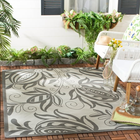 Safavieh Courtyard Bryanna Floral Indoor/Outdoor Area Rug Light Gray/Anthracite 8 x 11
