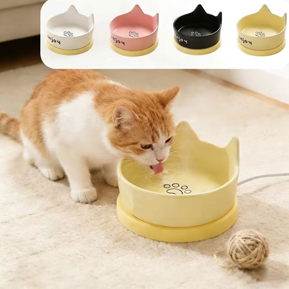 Dog Bowls Cat Bowls Pet Bowls Heated Ceramic Water Bowl Constant Temperature Bite Resistant Cord for Dogs Cats Chickens Birds Indoor by PALIFEUR