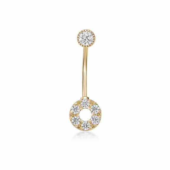 Lavari Jewelers 16 Gauge Cubic Zirconia Belly Ring in 10k Yellow Gold