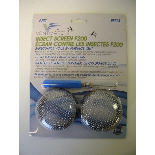 Ventmate Bug Screen - RV Appliance 68325 Furnace Vent; For Use With Suburban And DuoTherm; 2-7/8 Inch Diameter x 1-3/16 Inch Depth; Stainless Steel; Pack Of 2