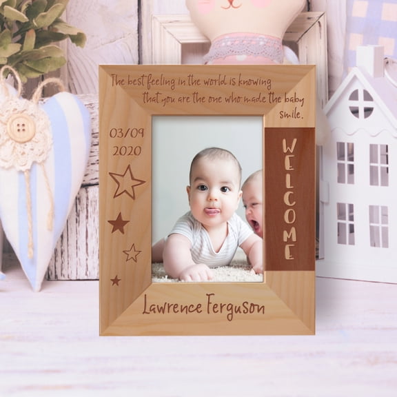 The Best Feeling In The World Personalized Wooden Frame 3 1/2" x 5" Brown (Vertical)