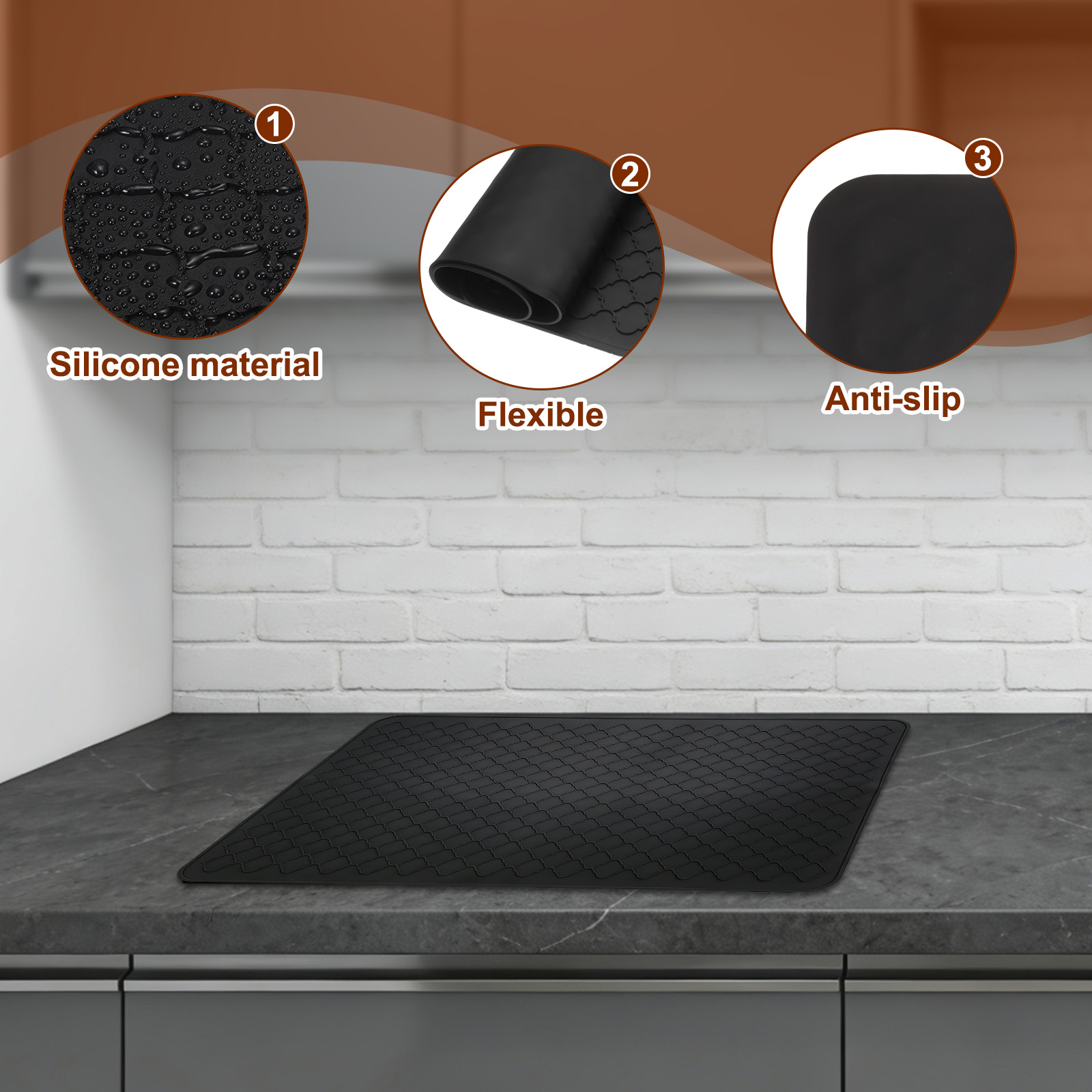Uxcell 28 x 20 Inch Stove Top Cover for Electric Stove, 1Pcs Silicone Mat for Glass Top Cover Non-Slip Glass Cooktop Protector for Kitchen Oven Dish Drying Mat, Black