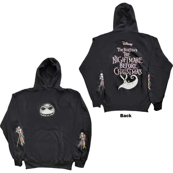 Disney Unisex Pullover Hoodie Sweatshirt The Nightmare Before Christmas Jack & Sally Dancing (Back & Sleeve Print) (Small)