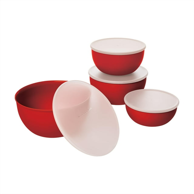 Prep Bowls KitchenAid, juego de 4 unidades con tapa, color rojo imperio