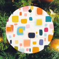 thumbnail image 2 of Abstract Colorful Squares Christmas Ceramic Ornament Colorful Stripes Geometric Circle Ornament Christmas Tree Ceramic Ornament Decoration Merry Xmas for Family & Friends, 2 of 8