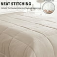 thumbnail image 3 of Exclusivo Mezcla Lightweight Reversible 3-Piece Comforter Set All Seasons, Down Alternative Comforter with 2 Pillow Shams, Oversized Queen Size, Beige/White, 3 of 7