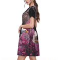 thumbnail image 2 of Salouo Flower Bald Eagle for Women's Short Sleeve Summer Dress, Pleated Loose Swing Knee Length Dresses with Pockets, 2 of 6