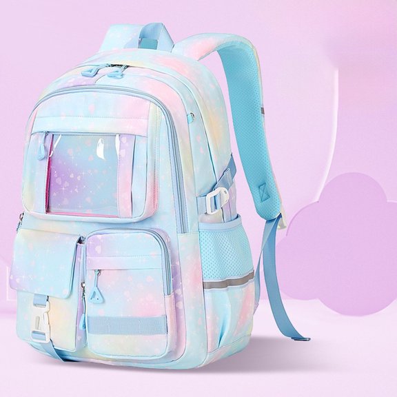 Girl Backpack Lightweight Large Capacity Girls Backpack Breathable Straps School Daypack Light Blue One Size