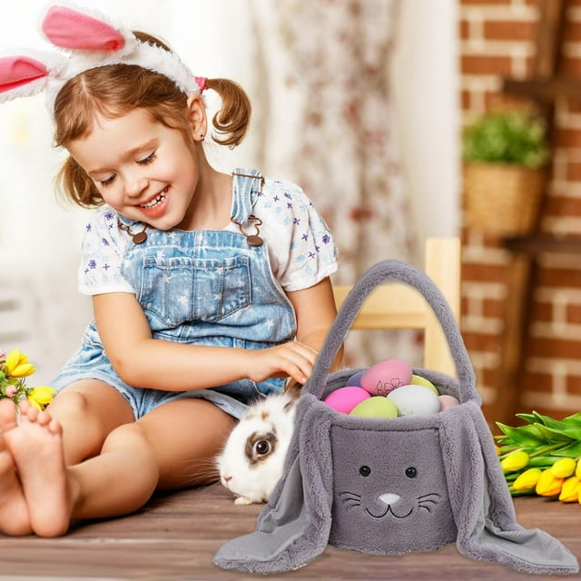 Mashaouyo Event Party Decor Portable Storage Bow Basket Basket Easter Rabbit Bucket Decoration Home Textile Storage