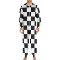 thumbnail image 2 of Black-white Plaid Adult's Hoodie Onesie Jumpsuit One-Piece Pajamas with Zipper Unisex for Holiday M, 2 of 7