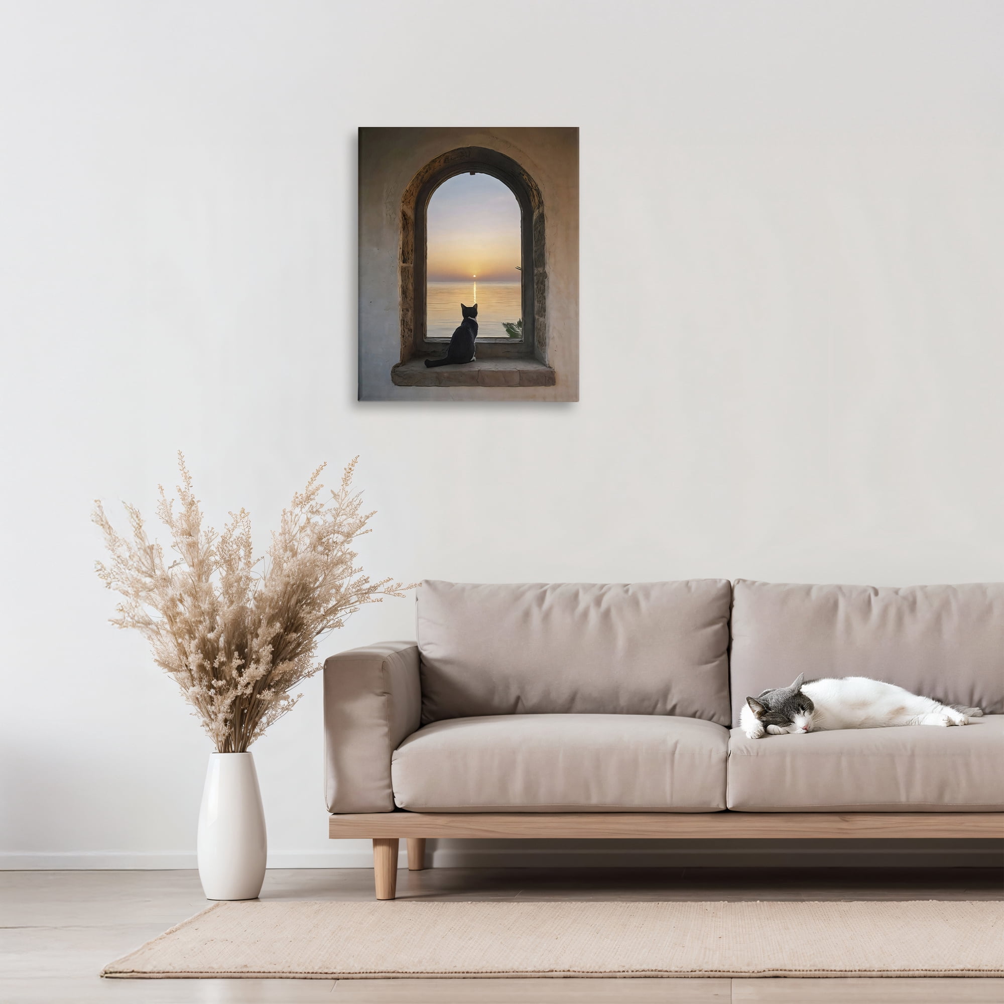 Stupell Industries Cat Overlooking Water at Sunset Canvas Wall Art, design by Creative Studio