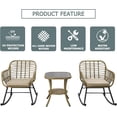 thumbnail image 5 of FURNITURE ONE 3-Piece Patio Conversation Bistro Set, Outdoor Wicker Rocking Chair Set Furniture with Round Tempered Glass Top Table & 2 Rattan Armchairs for Garden, or Backyard, 5 of 5