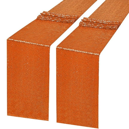 

Uposao 2pcs Table Cloth Bohemian Style Table Cloth Fashion Elegant Sequin Table Cloth for Wedding Decoration Birthday Party Bride Shower Baby Shower Cake Table Decoration 30cm x 275cm Orange
