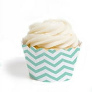 Dress My Cupcake Standard Cupcake Wrappers, Chevron, Diamond Blue, Set of 50