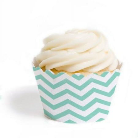 Dress My Cupcake Standard Cupcake Wrappers, Chevron, Diamond Blue, Set of 50