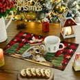 thumbnail image 3 of mubwai Buffalo Plaid Kogiya Shepherd Christmas Placemats Set of 4, 12x18 Inch Winter O Holy Night Xmas Table Mats for Party Kitchen Dining Decoration, 3 of 6