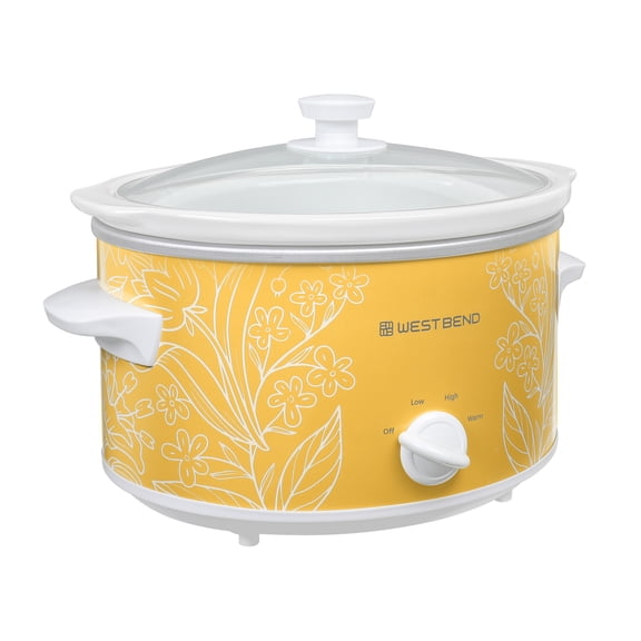 West Bend Pattern Slow Cooker, 4 Qt. Capacity in Yellow and White (SCWB4QPTYW13)