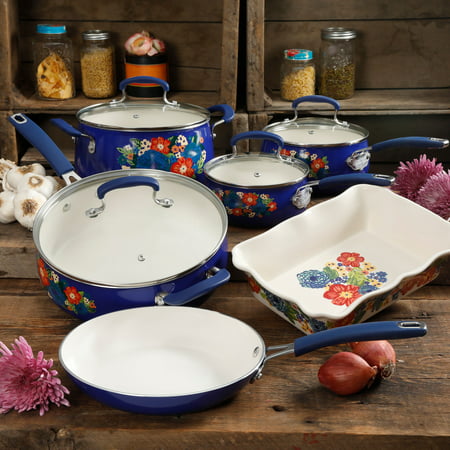 The Pioneer Woman Ceramic Pattern Cookware Set, 10