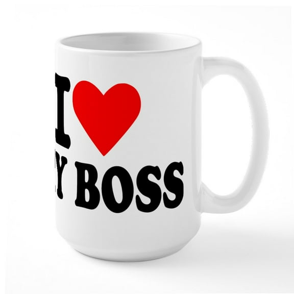 CafePress - I Love My Boss Large Mug - 15 oz Ceramic Large White Novelty Mug