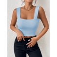 thumbnail image 4 of Osfvolr Women'S Sexy Sleeveless Skinny Basic Strappy Crop Tank Tops 2025 Lake Blue S, 4 of 5