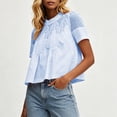 thumbnail image 4 of Guluxicc Women's Lace Shirts Loose Short Sleeve Mock Neck Basic Tops for Summer Casual Outfits, 4 of 6