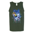 thumbnail image 2 of Wolf Painting Splatter Abstract Art Animal Lover Mens Graphic Tank Top, Forest Green, Small, 2 of 3