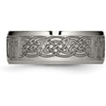 thumbnail image 4 of Chisel Titanium Brushed and Polished Cross Laser Design 8.2mm Beveled Edge Band - Ring Size 8.5-5.2gm, 4 of 8