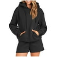 thumbnail image 7 of qolati Women 2 Piece Outfits 2023 Fall Winter Hoodie Sweatshirt and Jogging Short Set Oversized Casual Cozy Tracksuit Sweatsuits Sets Y2k Clothes, 7 of 7
