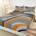 thumbnail image 3 of Feelyou Adult Abstract Geometric Bed Sheets, Mid Century Minimalism King Sheets, Grey Orange Stripes Sheet Set, Microfiber Bedroom Decor, 4 Pieces, 3 of 7