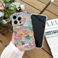 thumbnail image 5 of for iPhone 11 Case for Women, Cute Curly Wave Frame Shape, Colorful Retro Oil Painting Flower Laser Beam Glossy Pattern, Compatible with iPhone Case (iPhone 11, Blue), 5 of 9