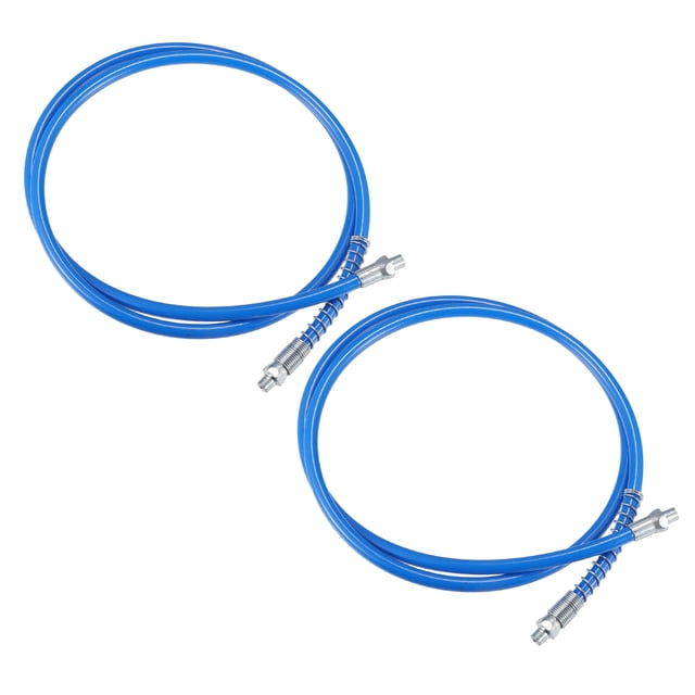 Unique Bargains 2pcs 59 Inch Universal 1/8" NPT Grease Gun Flex Hose Trailer Flex Grease Hose Extension Non-Slip Blue