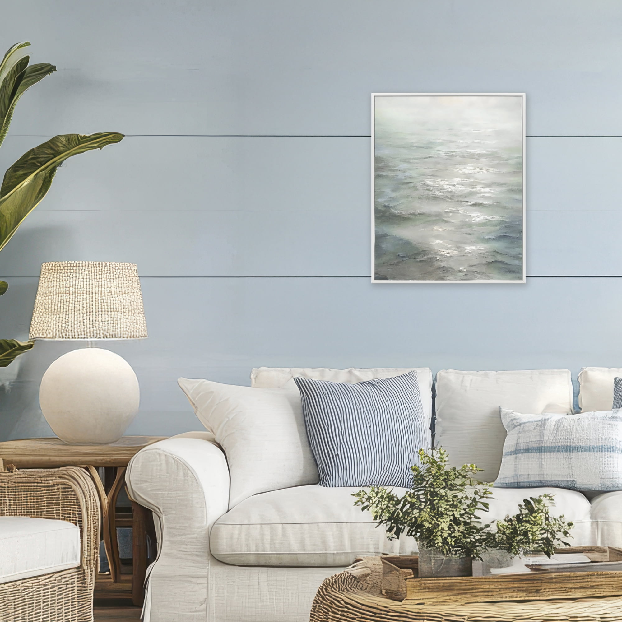 Stupell Industries Shallow Reflections on Sea White Framed Giclee Art, design by Riley B