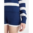 thumbnail image 4 of No Boundaries Drop Shoulder Crewneck Pullover Top and Shorts Set, 2-Piece, Women's XXS-XXL, 4 of 5