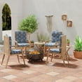 thumbnail image 2 of Jordan Manufacturing 44" x 22" Dresden Midnight Navy Damask Rectangular Outdoor Chair Cushion with Ties and Hanger Loop, 2 of 13