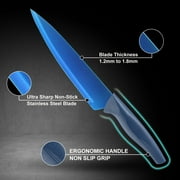 12PCS Matte Blue Titanium Stainless Steel Knife Set, Sharp Kitchen Knife Set Professional, Kitchen Knife Set Dishwasher Safe with Covers for Cooking