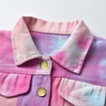 thumbnail image 4 of Shadoumai Girls Tie Dye Denim Jacket Windproof Kids Outerwear Toddler Warm Coat Casual Stylish Gradient Print Back To School Fashion, 4 of 7