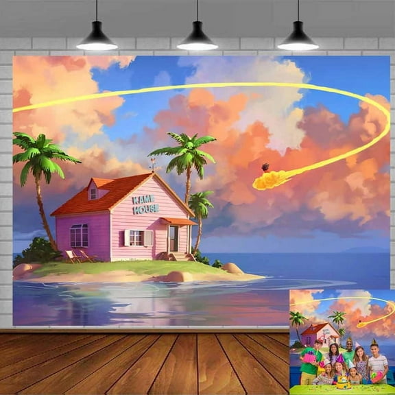 kame house Backdrop Banner Party Supplies Poster Movie Theme Background for Photography Kids Birthday Decorations
