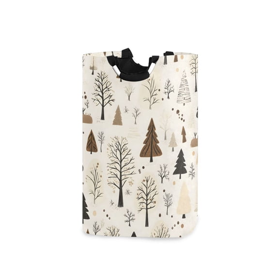 Yayeee Freestanding Laundry Hamper with Handle Collapsible Large Storage Basket for Clothes, Winter Forest