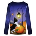thumbnail image 5 of Blusa clásica de cuello redondo de manga larga con estampado de novedad de Halloween para mujer Pompotops FGAJ6266, 5 of 5