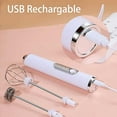 thumbnail image 4 of Electric Milk Frother Whisk Mixer USB Rechargeable Mini Egg Beater Portable Foamer Coffee Drink Stirrer Egg Beater Home Kitchen Food Blender White, 4 of 7