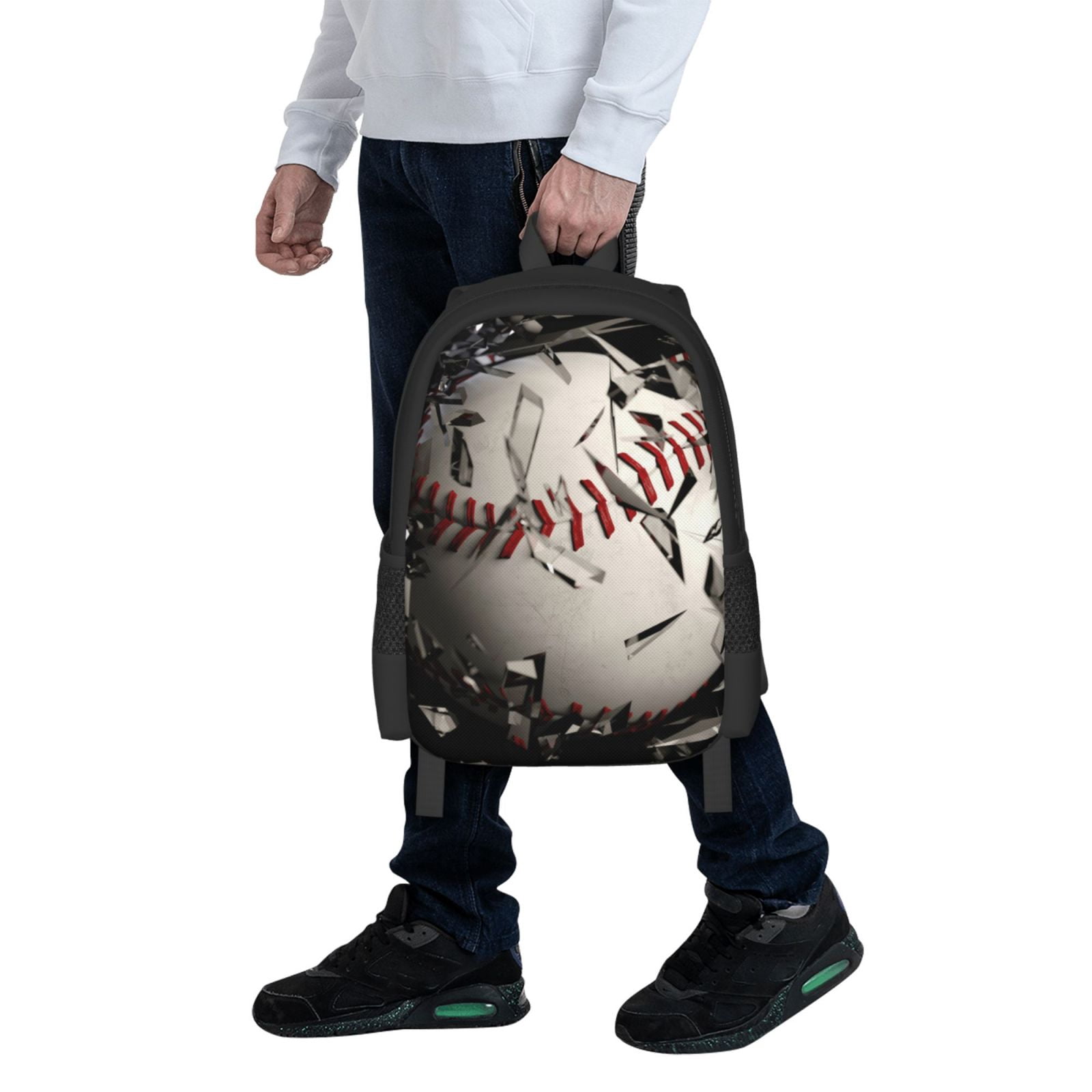 Ratiio Baseball Breaking Glass Backpack for Men and Women - Durable 600D Oxford Cloth -Large Capacity, Water-Resistant School, Travel, and Hiking Bag