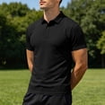 thumbnail image 4 of Luvrsol Men T Shirts Solid Basic Short Sleeve Lapel Collar Cotton Casual Daily Tops S-3XL, 4 of 8