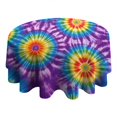thumbnail image 4 of Colorful Rainbow Tie Dye Spiral Pattern Round Tablecloth 60"x60",Wrinkle Wipeable Table Cloth for Kitchen Dining Room Picnic Patio Party, 4 of 6