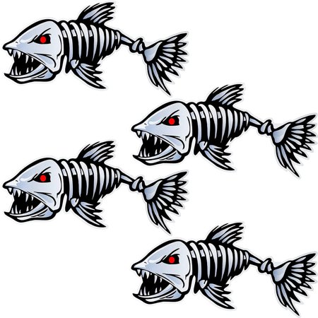 2 Pack Fish Skeleton Decals Sticker Vinyl Fish Car Decals Waterproof ...