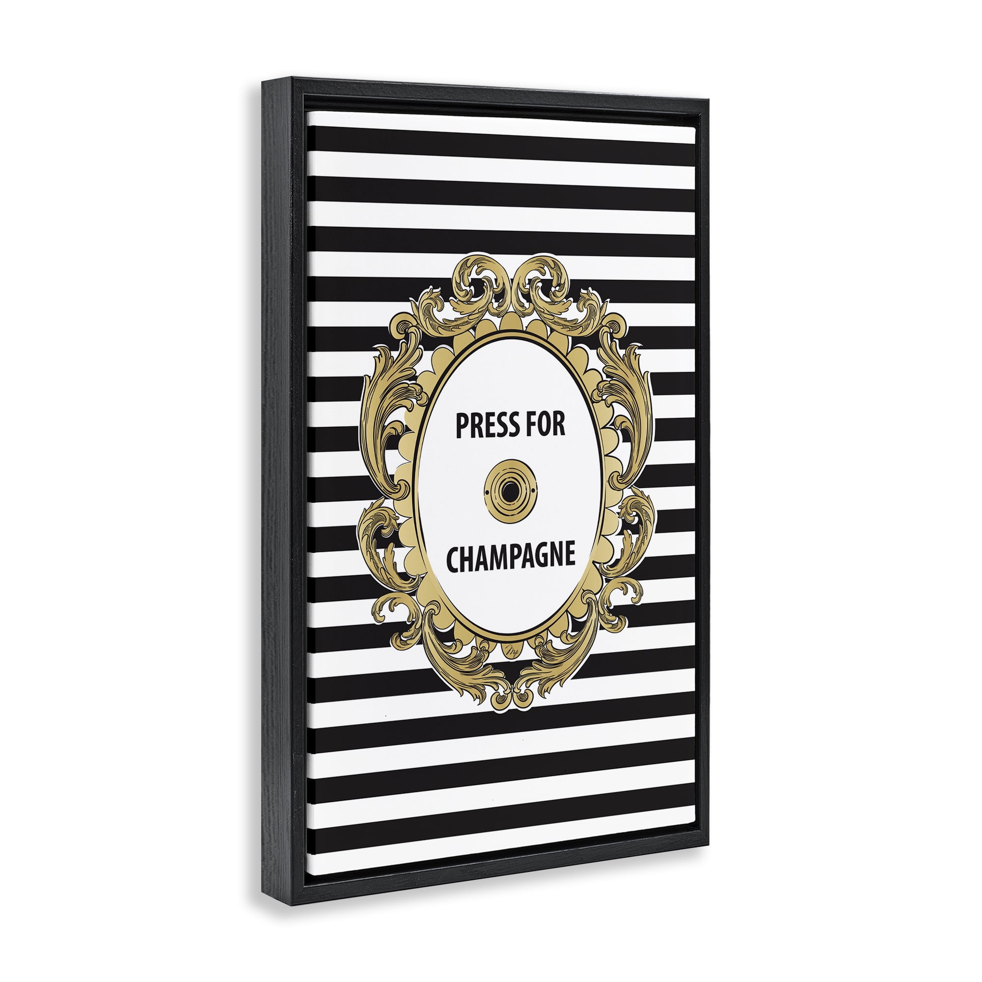 Stupell Industries Press For Champagne Celebration Black Framed Floater Canvas Wall Art, design by Martina Pavlova